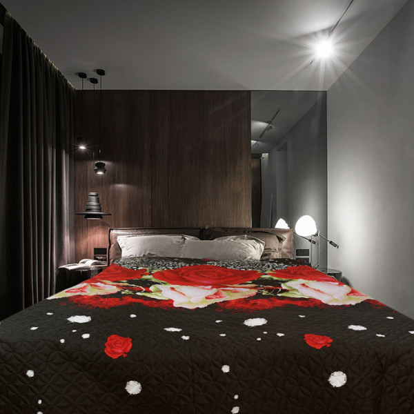 3D покривало за спалня - Блясък и рози