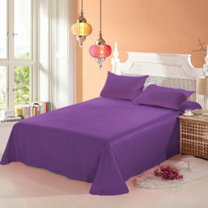 Лилав чаршаф с калъфки за възглавница - 100% Памук