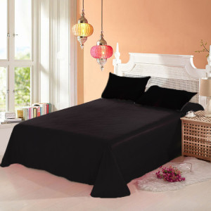 Черен чаршаф с калъфки за възглавница - 100% Памук Черен чаршаф с калъфки за възглавница - 100% Памук