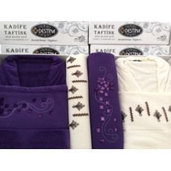 Комплект 2 Бр. Халати с 4 Бр. Кърпи Дестина Лилав/Екрю