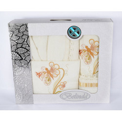 Комплект Луксозен Халат Белинда с 3 Бр. Кърпи цвят Екрю