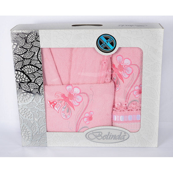 Комплект Луксозен Халат Белинда с 3 Бр. Кърпи цвят Розов