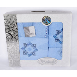 Комплект Луксозен Халат Белинда с 3 Бр. Кърпи цвят Син