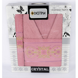 Комплект Луксозен Халат Дестина с 2 Бр. Кърпи цвят Корал Комплект Луксозен Халат Дестина с 2 Бр. Кърпи цвят Корал