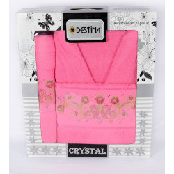 Комплект Луксозен Халат Дестина с 2 Бр. Кърпи цвят Розов