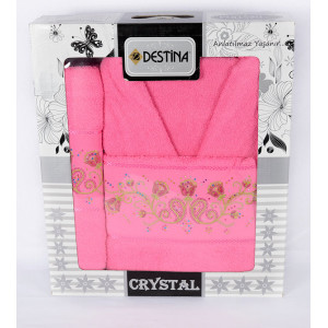 Комплект Луксозен Халат Дестина с 2 Бр. Кърпи цвят Розов Комплект Луксозен Халат Дестина с 2 Бр. Кърпи цвят Розов