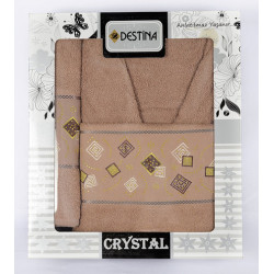 Комплект Луксозен Халат Дестина с 2 Бр. Кърпи цвят Кафяв