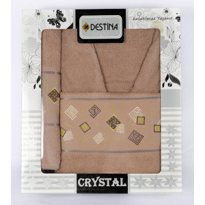 Комплект Луксозен Халат Дестина с 2 Бр. Кърпи цвят Кафяв Комплект Луксозен Халат Дестина с 2 Бр. Кърпи цвят Кафяв