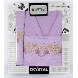 Комплект Луксозен Халат Дестина с 2 Бр. Кърпи цвят Лилав