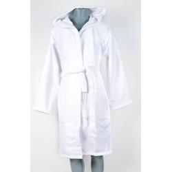 Луксозна серия Халат цвят бял с качулка
