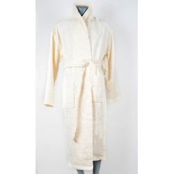 Елегантен Халат цвят екрю със шал яка