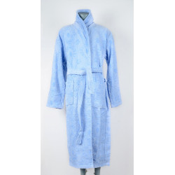 Елегантен халат цвят светло син със шал яка