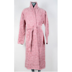 Елегантен Халат цвят розов със шал яка
