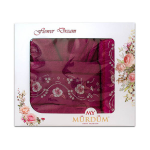 Луксозни халат и кърпи с бродерия в люляково Луксозни халат и кърпи с бродерия в люляково