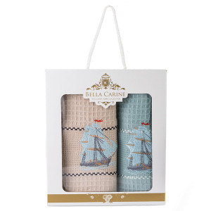 Комплект 2 броя вафлени кърпи Корабче - Аква Комплект 2 броя вафлени кърпи Корабче - Аква