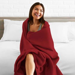 Поларено одеяло, червено, за дома, офиса или ресторанта