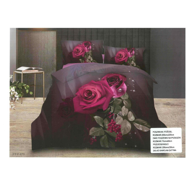 3D Спален комплект Пурпурна роза