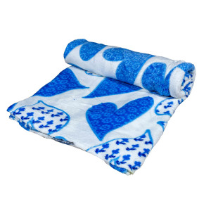 Дизайнерско одеяло плюш Сини сърчица