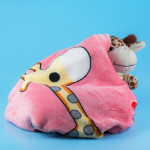 Микрофибърно бебешко одеяло Жираф - розово