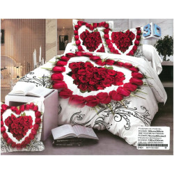 3D Спален комплект - Сърце от рози