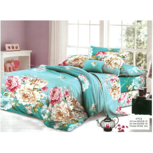 Микрофибърен спален комплект Пролетни цветя - зелен
