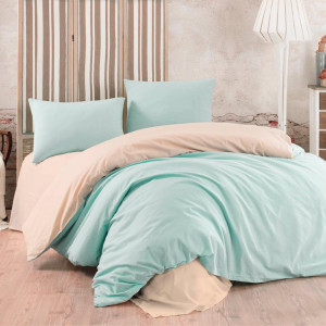 Спален комплект от сатениран памук - Beige and Aqua