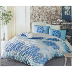 Памучен спален комплект с покривало Оторино Тюркоаз - Ранфорс