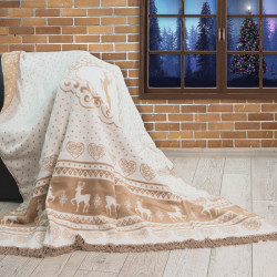 Красиво памучно одеяло Коледни еленчета