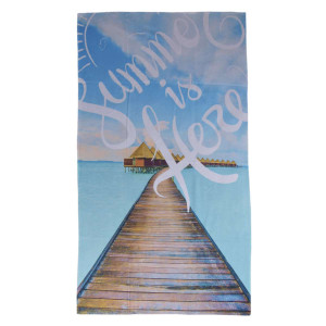 Памучна кърпа за плаж - Лятото е тук  Памучна кърпа за плаж - Лятото е тук