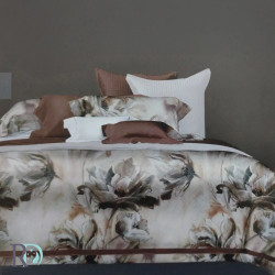 Двойно спално бельо Dana Flowers Beige - Памучен сатен