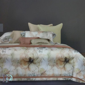 Двойно спално бельо Dana Flowers Peach - Памучен сатен Двойно спално бельо Dana Flowers Peach - Памучен сатен