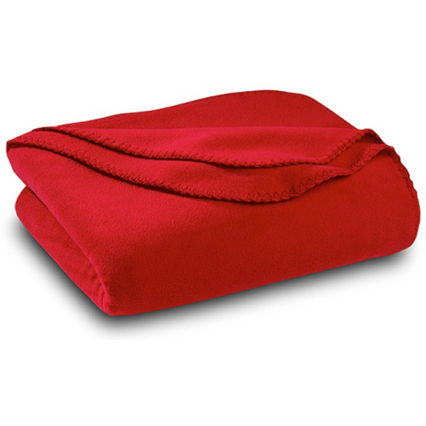 Едноцветно поларено одеяло - червено