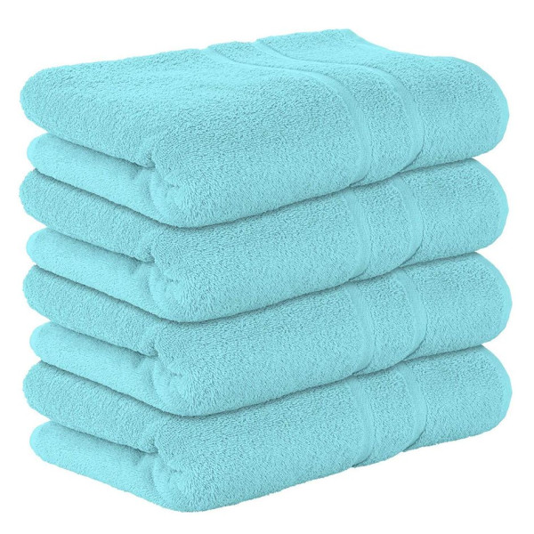 Сини памучни хавлиени кърпи, 4 броя - средни