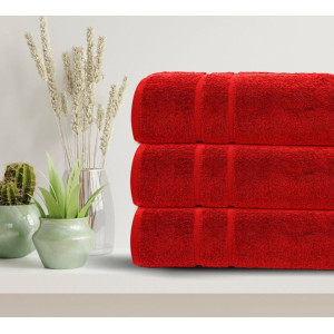 Червени хавлиени кърпи 50/90, 3 броя