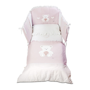 Бебешки спален комплект Peluche Pink – Soft Dream, 4 части