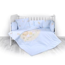 Памучен бебешки спален комплект в синьо - Весело Мече