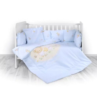 Памучен бебешки спален комплект в синьо - Весело Мече