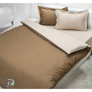 Двулицев спален комплект от памучен сатен - Бежово, Кафяво Двулицев спален комплект от памучен сатен - Бежово, Кафяво