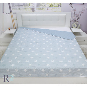 Покривало от памучен сатен Звезди - синьо 