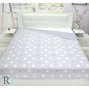 Покривало от памучен сатен Звезди - Сиво