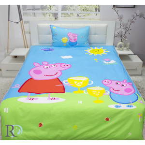 Детски спален комплект от Памучен сатен - Peppa Pig