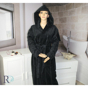Черен халат за баня с качулка - Моника Черен халат за баня с качулка - Моника