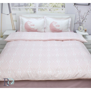 Луксозно спално бельо "Pink Horses" памучен сатен 