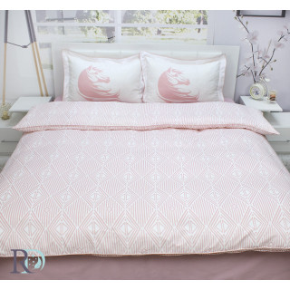 Луксозно спално бельо "Pink Horses" памучен сатен 