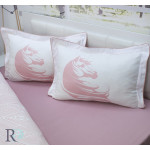 Луксозно спално бельо "Pink Horses" памучен сатен 