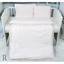 Бебешко спално бельо Розови звезди - 100% Памучен сатен