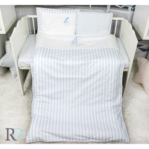 Памучно бебешко спално бельо Синя лодка