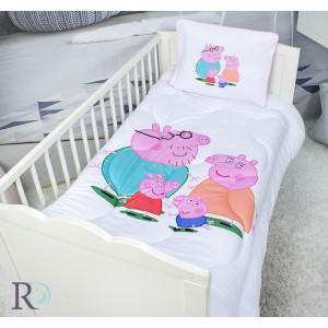 Олекотена бебешка завивка, зимна + калъфка за възглавница - Пепа Пиг 