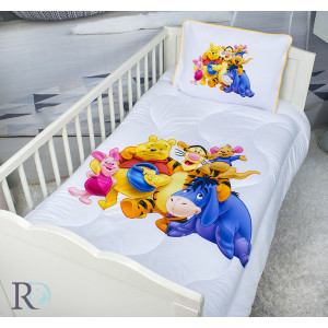 Олекотена бебешка завивка, зимна + калъфка за възглавница - Мечо Пух