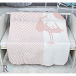 Памучно бебешко одеяло Розов щъркел